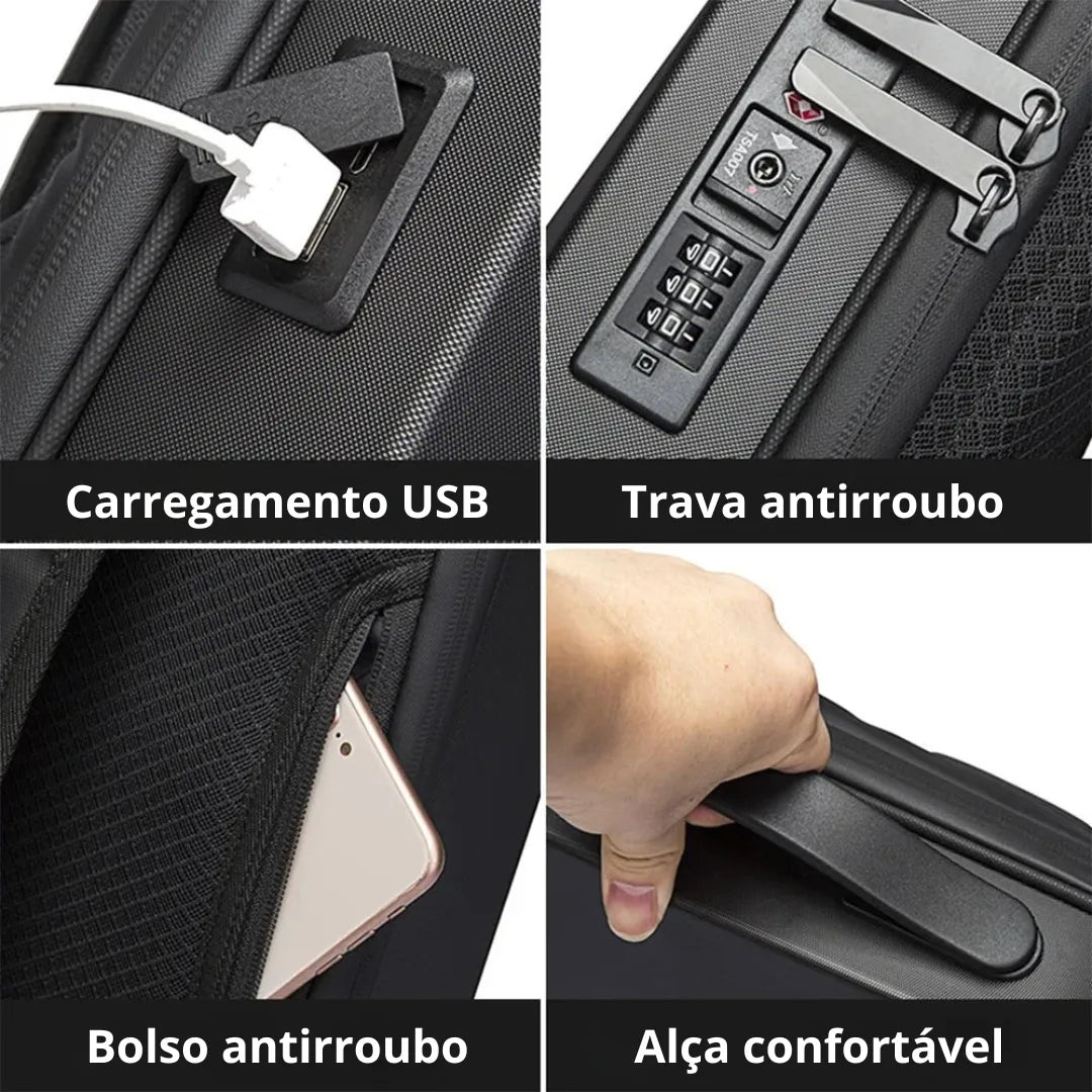 Mochila rígida para notebook 15.6" ELAVIER Tera Tech com porta USB