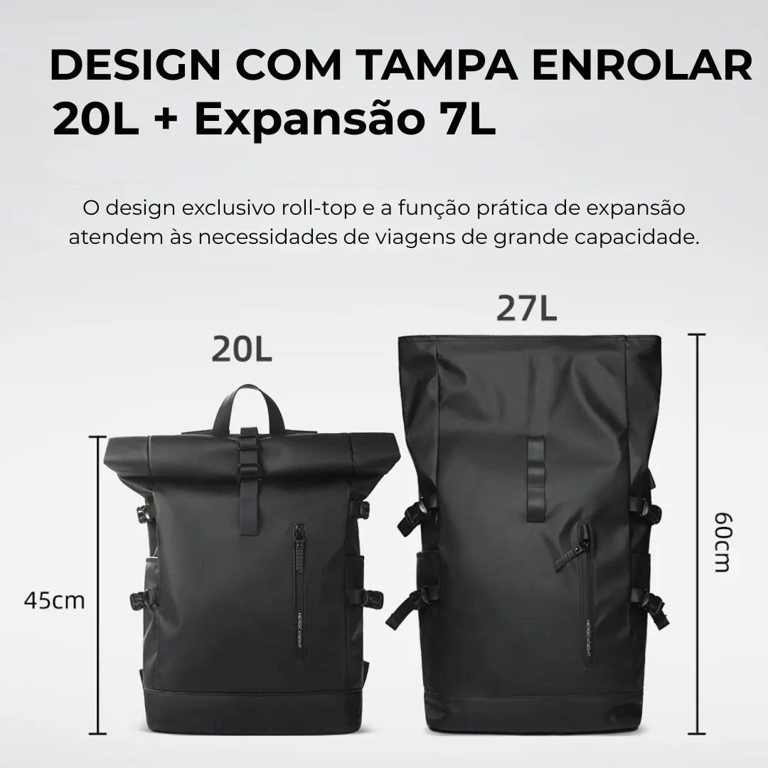 Vista interna da mochila Dash ELAVIER com divisórias organizadas