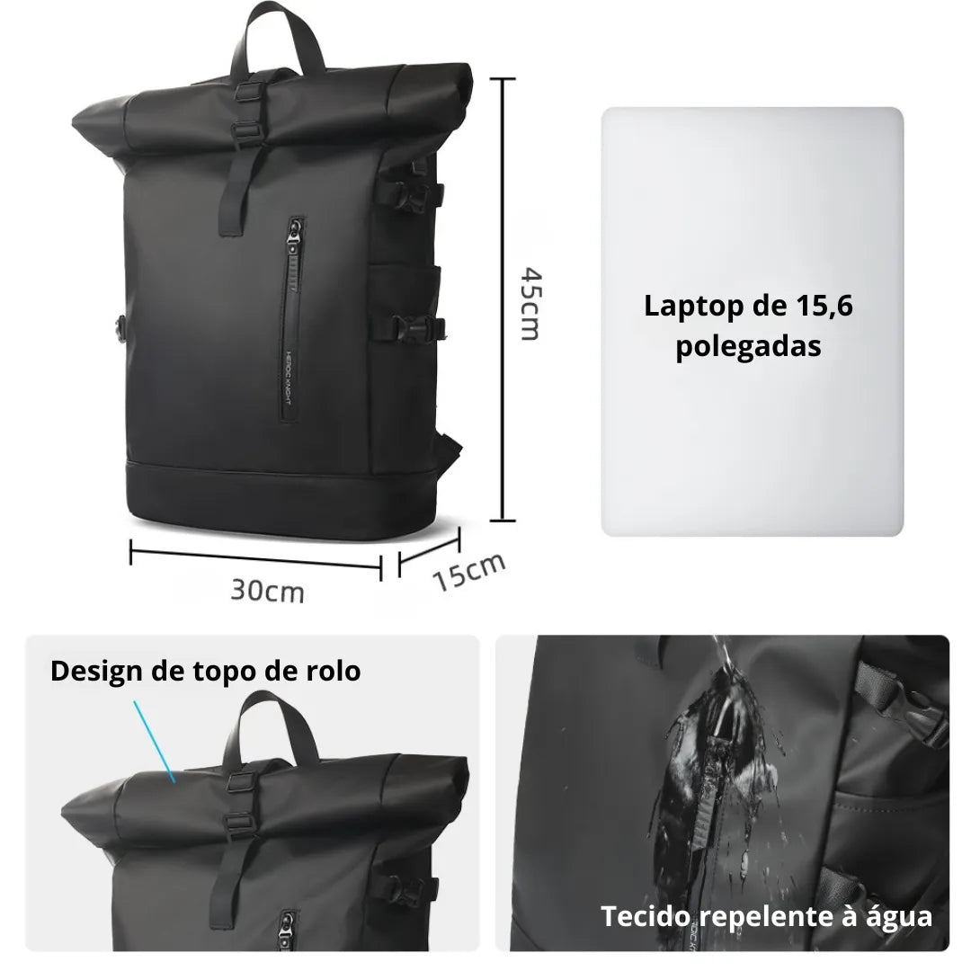 Detalhe do painel respirável e punho macio da mochila Dash