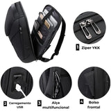 Mochila executiva Vanguard ELAVIER com porta USB e abertura 180°