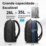 Vista interna da mochila Ferun com divisórias organizadas e bolso com zíper