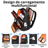 Detalhe da estrutura inteligente e compartimento acolchoado da mochila Ferun