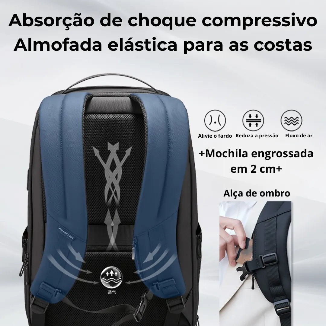Mochila impermeável para notebook 15.6" com estilo executivo