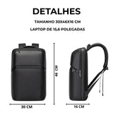 Vista frontal da mochila executiva de couro ELAVIER com design moderno