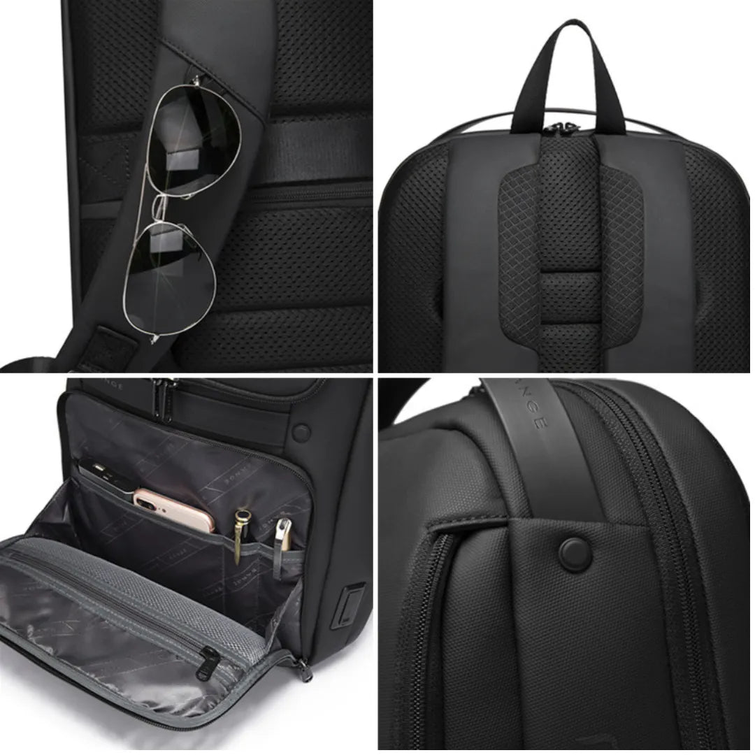Vista interna da mochila executiva ELAVIER com bolsos organizados