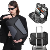 Mochila de viagem executiva ELAVIER com acabamento em couro Derm