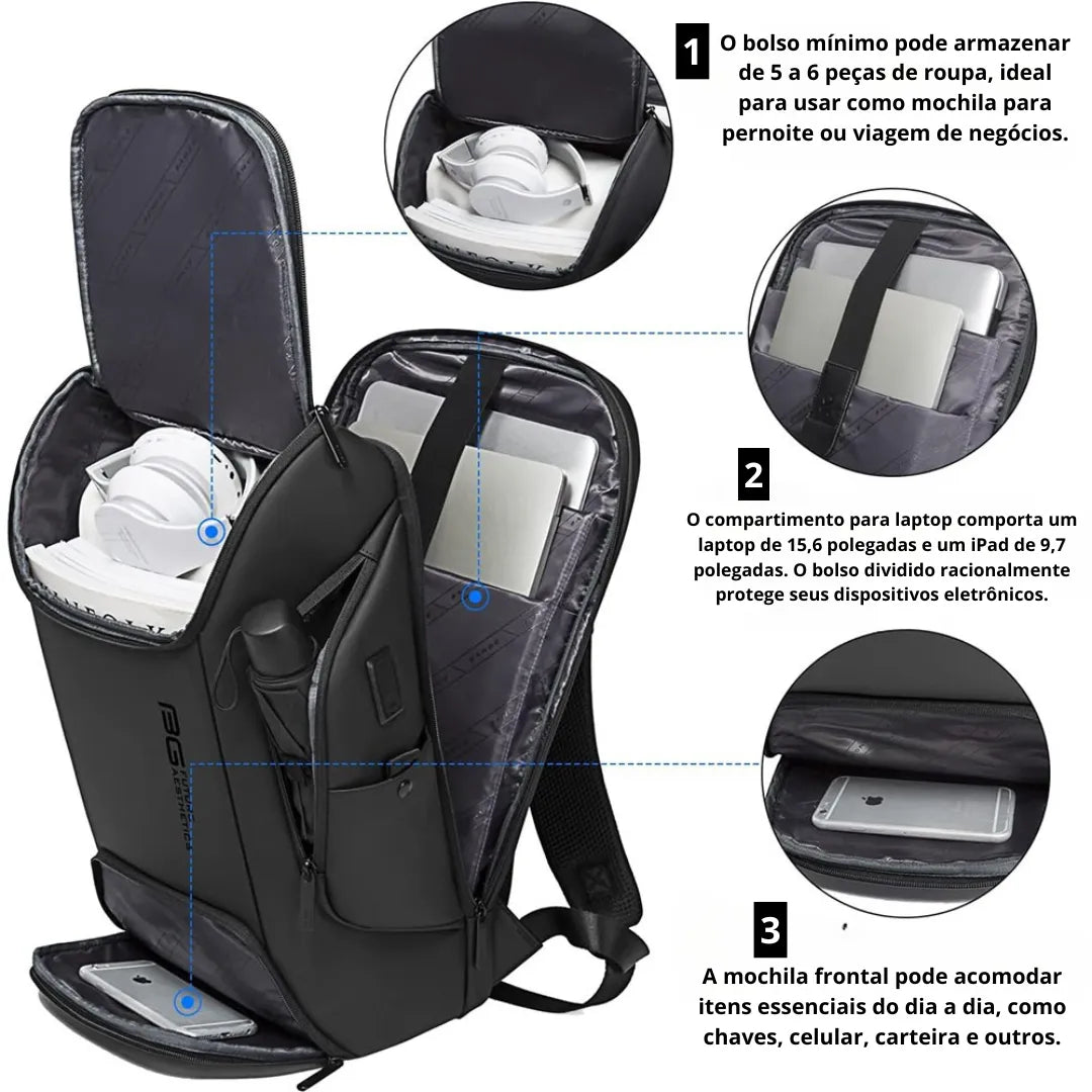 Mochila executiva ELAVIER Ember ideal para viagens e uso diário
