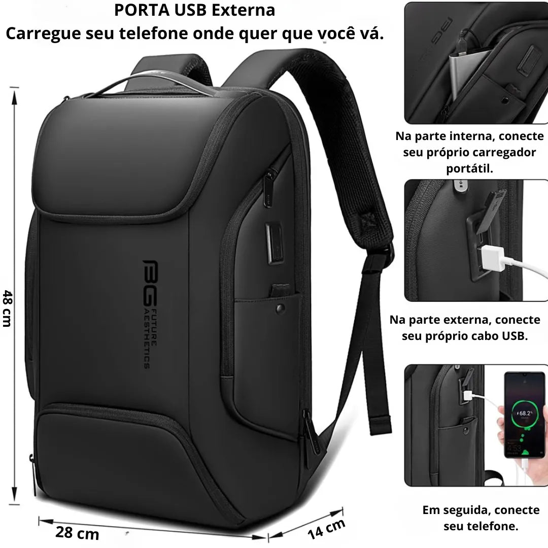Mochila executiva Ember ELAVIER com porta USB e zíper YKK
