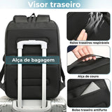 Vista traseira da mochila Halo com bolso antifurto e costas respiráveis
