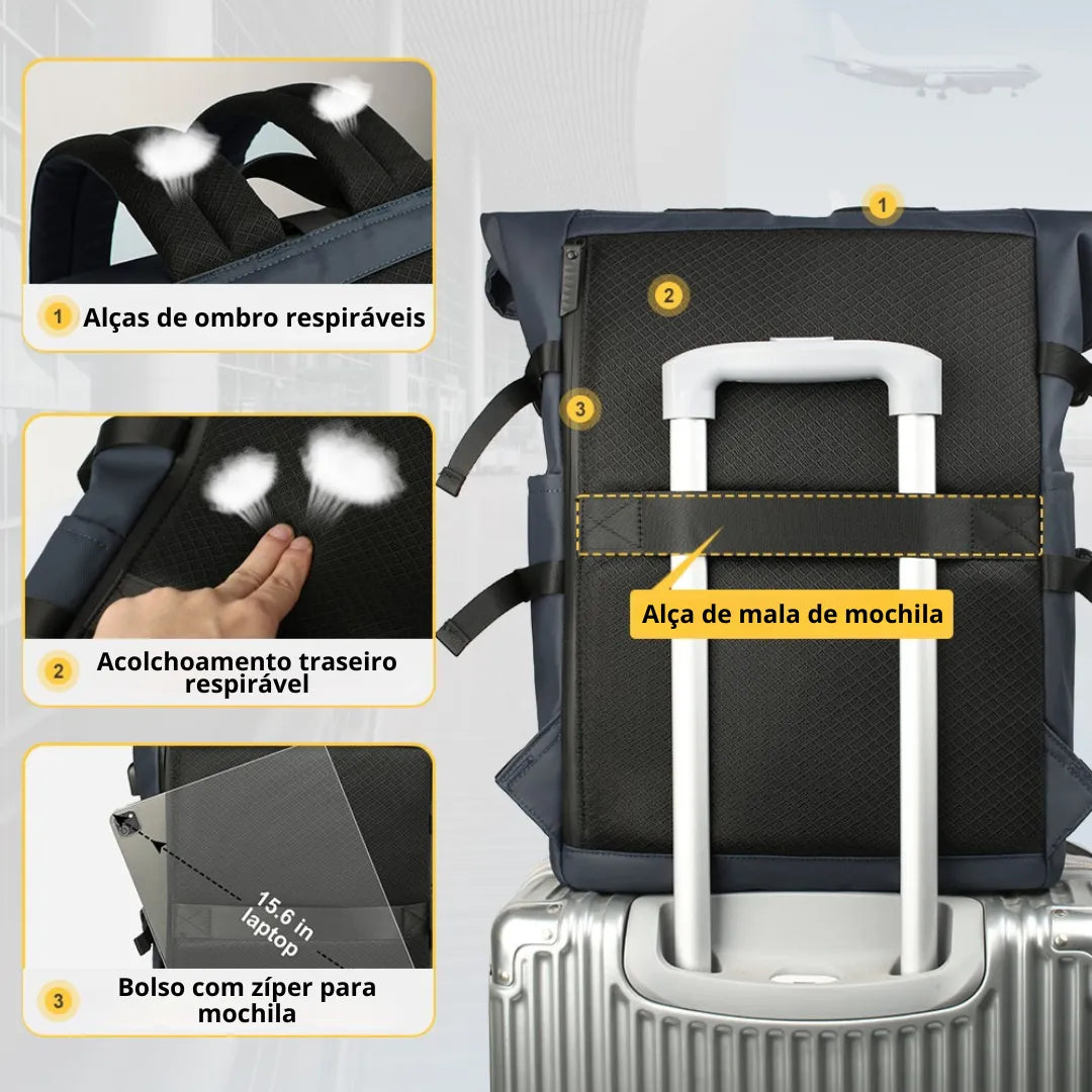 Mochila para notebook 15.6" ELAVIER Dash com design roll-top e fivela