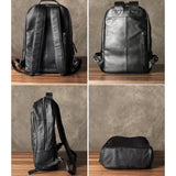 Mochila de couro para notebook com compartimento acolchoado