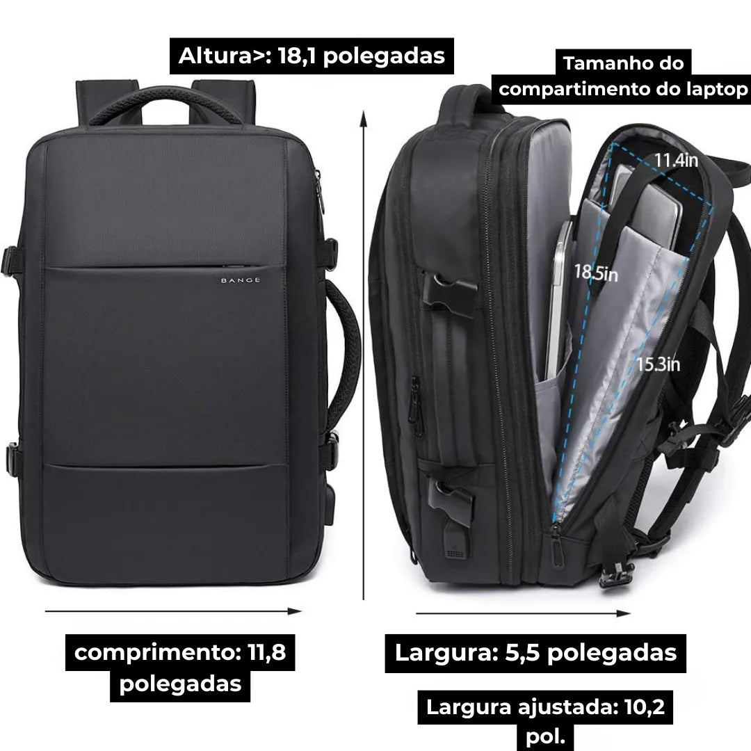 Mochila de viagem expansível ELAVIER com zíper oculto e alça para mala 