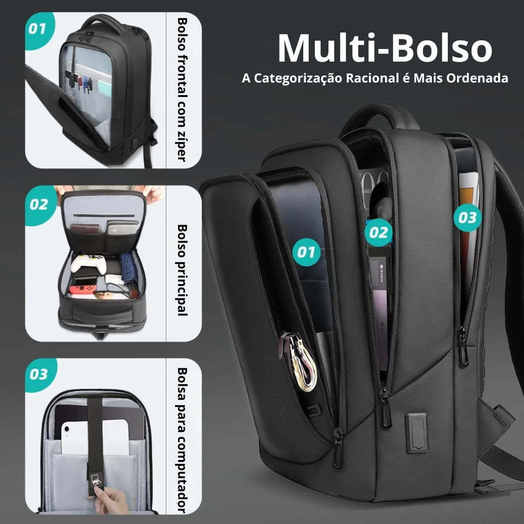 Mochila leve para notebook com alça ergonômica e proteção contra chuva