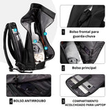 Vista frontal da mochila executiva de viagem ELAVIER com bolsos