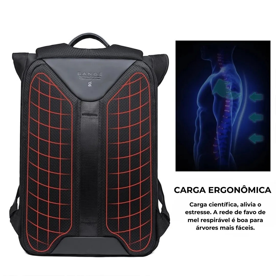 Vista traseira da mochila Magnum com bolsos escondidos e porta-chaves