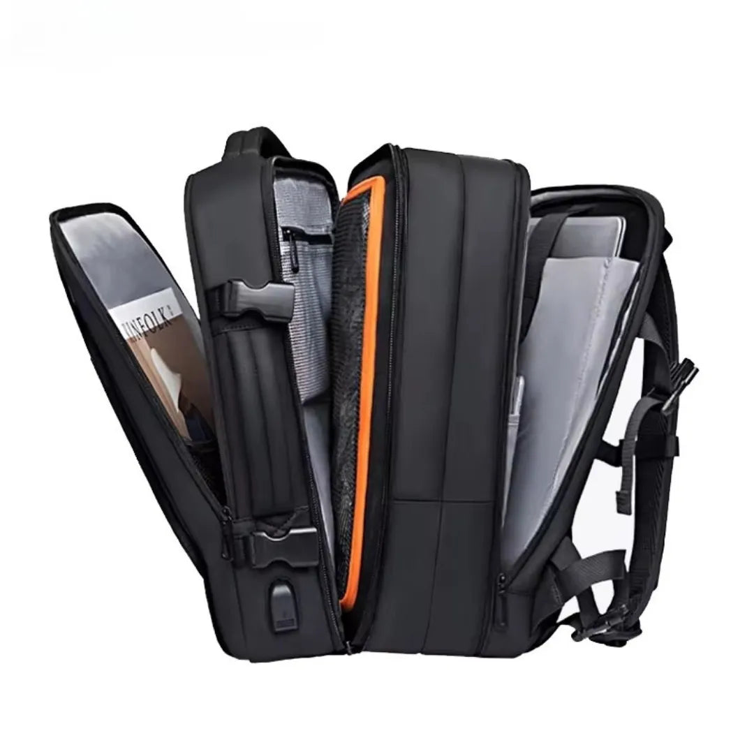 Mochila expansível ELAVIER com 3 compartimentos principais e abertura 180°