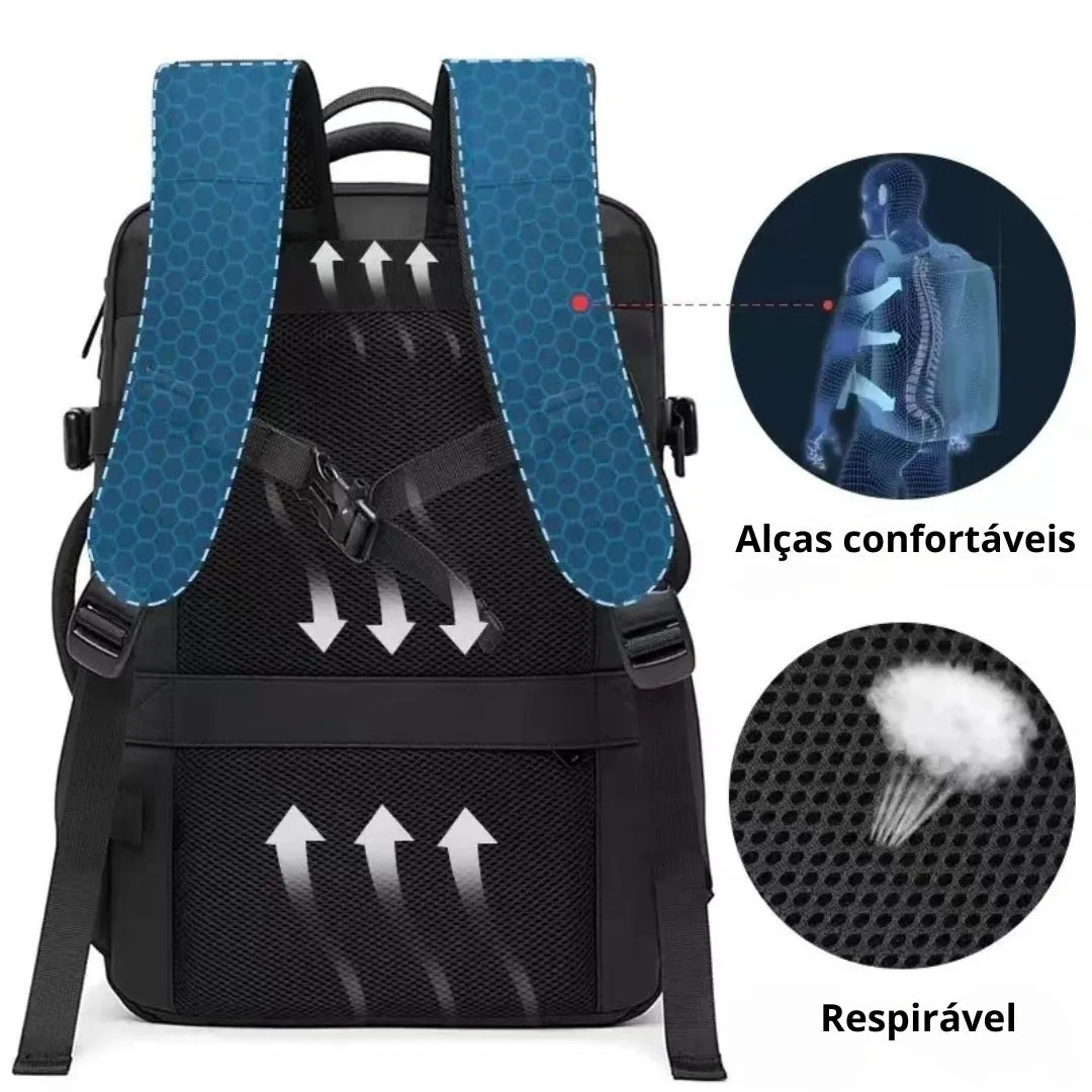Mochila de viagem grande Nômade Digital com porta USB e design funcional