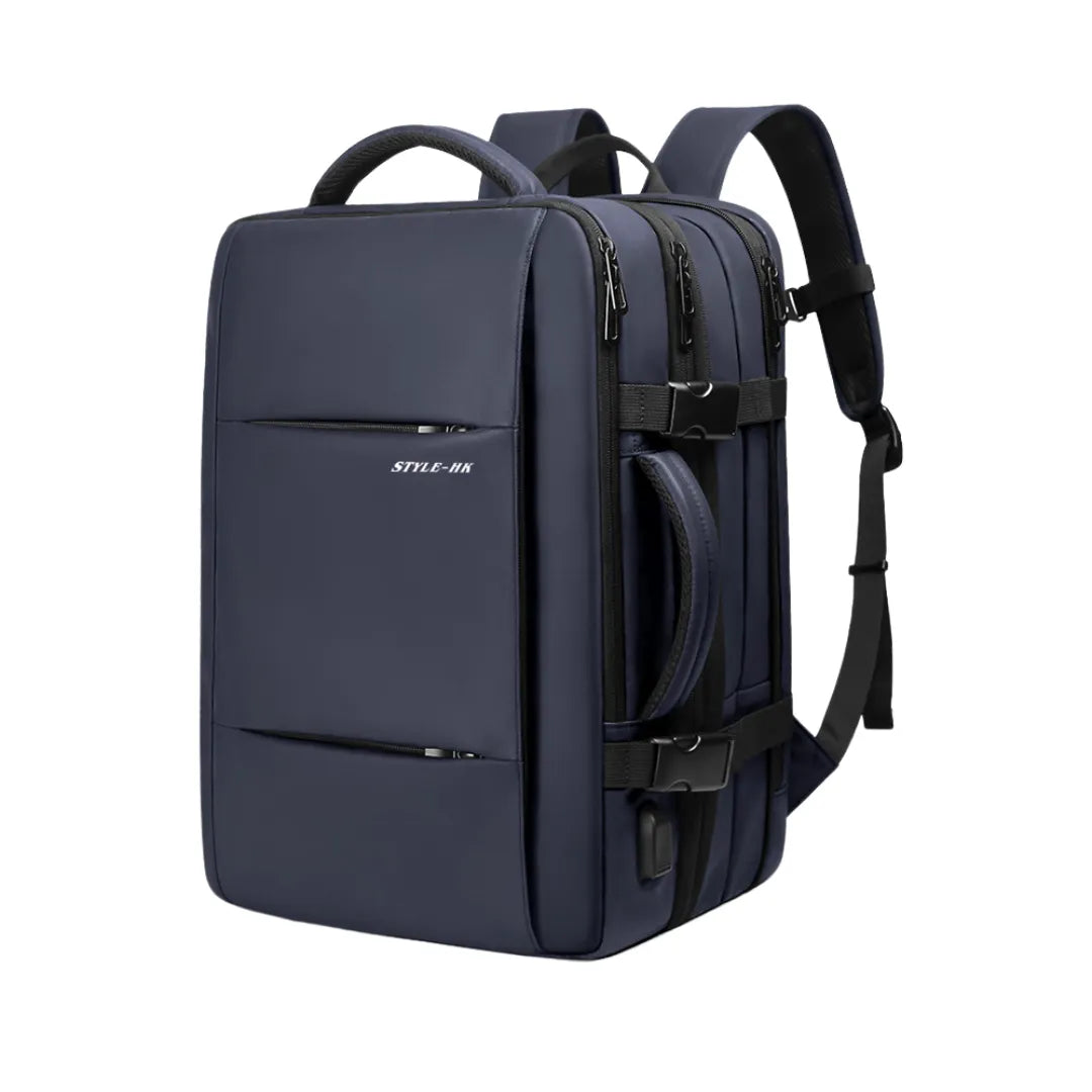 Mochila para notebook 15.6" com toque de couro e suporte para chaveiro