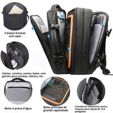 Mochila para notebook 15.6" com toque de couro e suporte para chaveiro